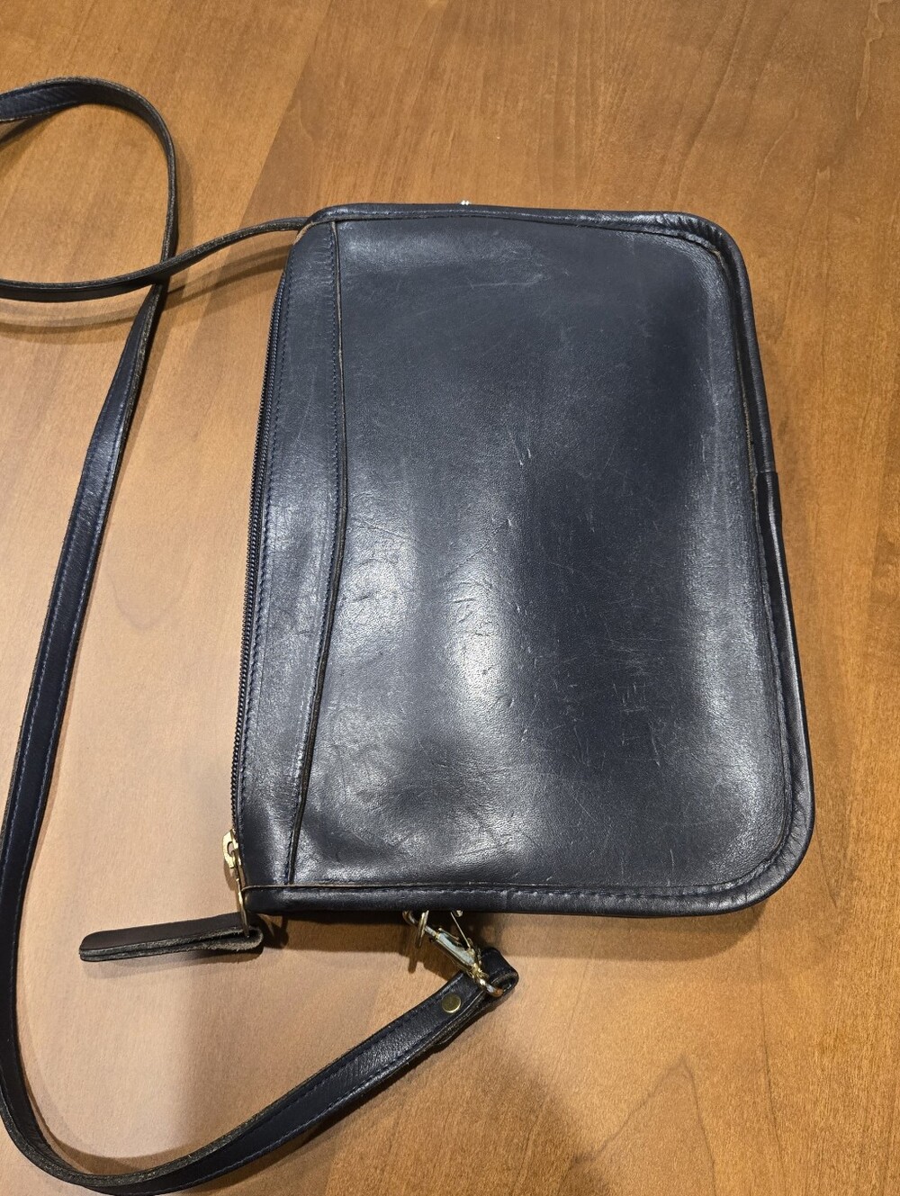 Vintage Michael Green USA Navy Leather Crossbody Bag